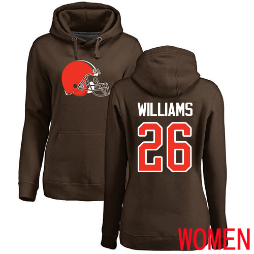 Cleveland Browns Greedy Williams Women Brown Jersey #26 NFL Football Name and Number Logo Pullover Hoodie Sweatshirt->women nfl jersey->Women Jersey
